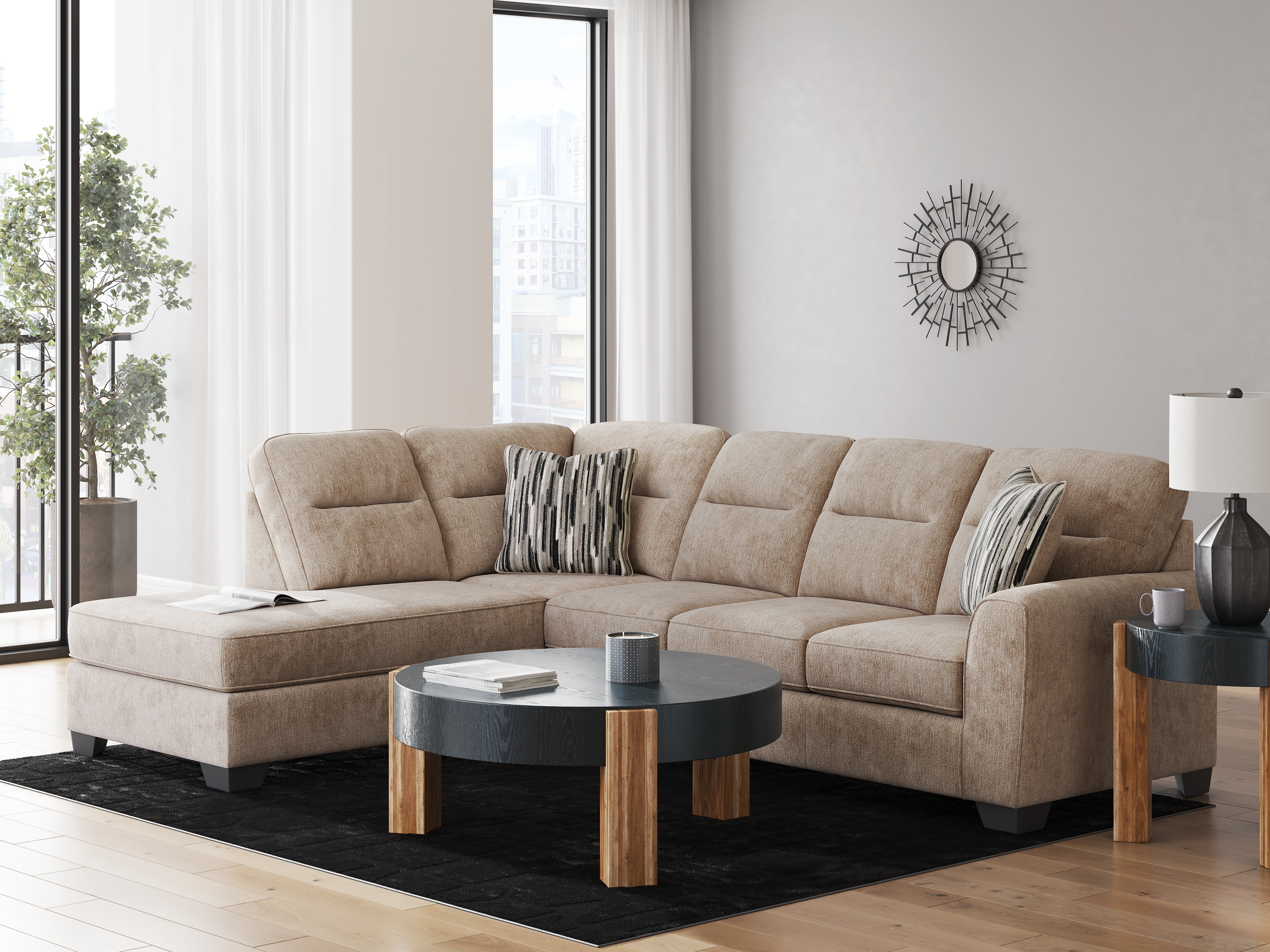 Best Furniture Outlet - Ashley Furniture - Olten Sectional - RAF 2-Piece Sectional with Chaise / Mocha - 31304S1