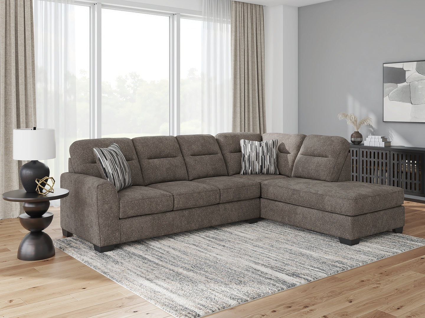 Best Furniture Outlet - Ashley Furniture - Olten Sectional - RAF 2-Piece Sectional with Chaise / Graphite - 31305S1