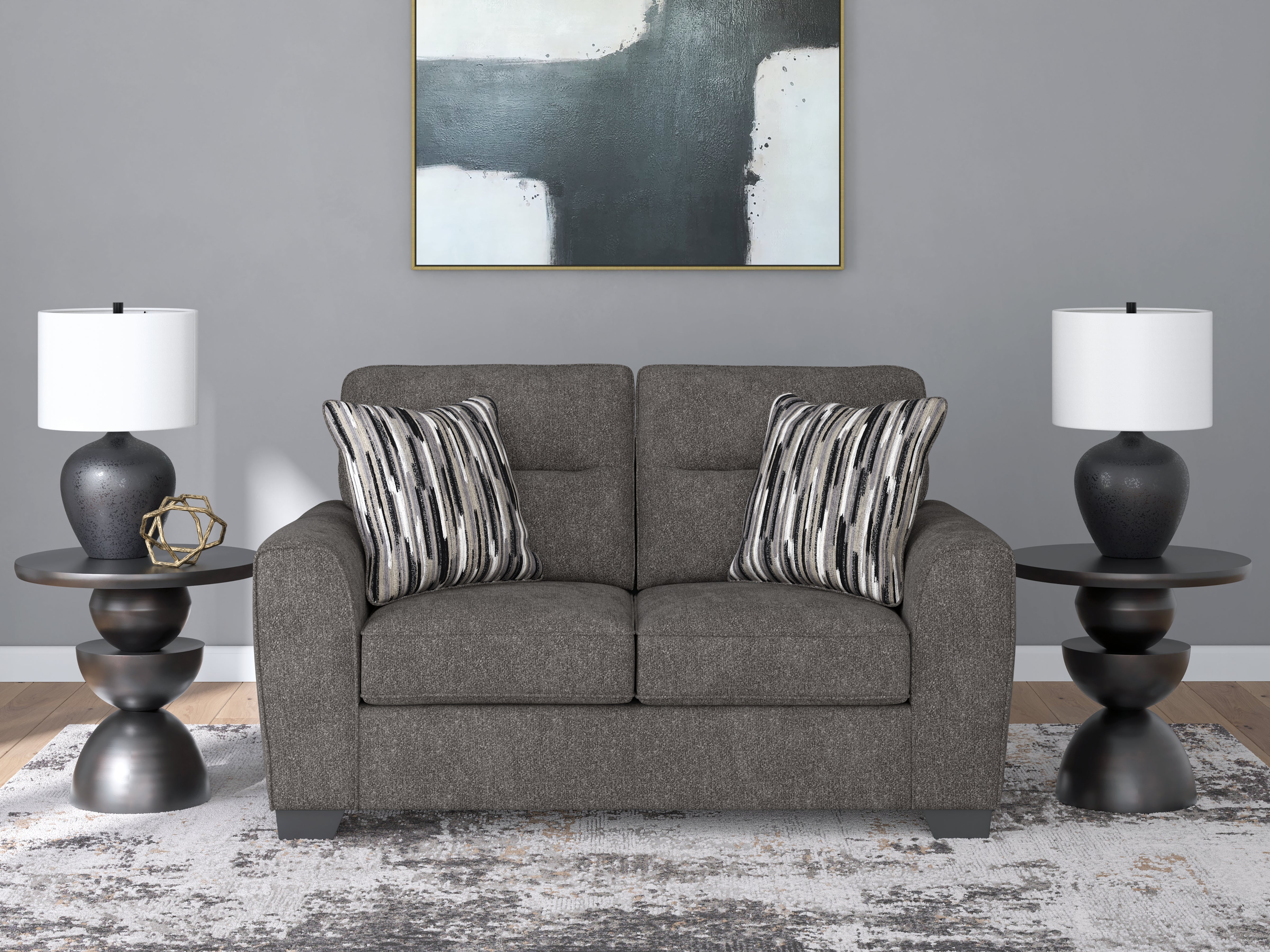 Best Furniture Outlet - Ashley Furniture - Olten Living Room - Loveseat / Graphite - 3130535