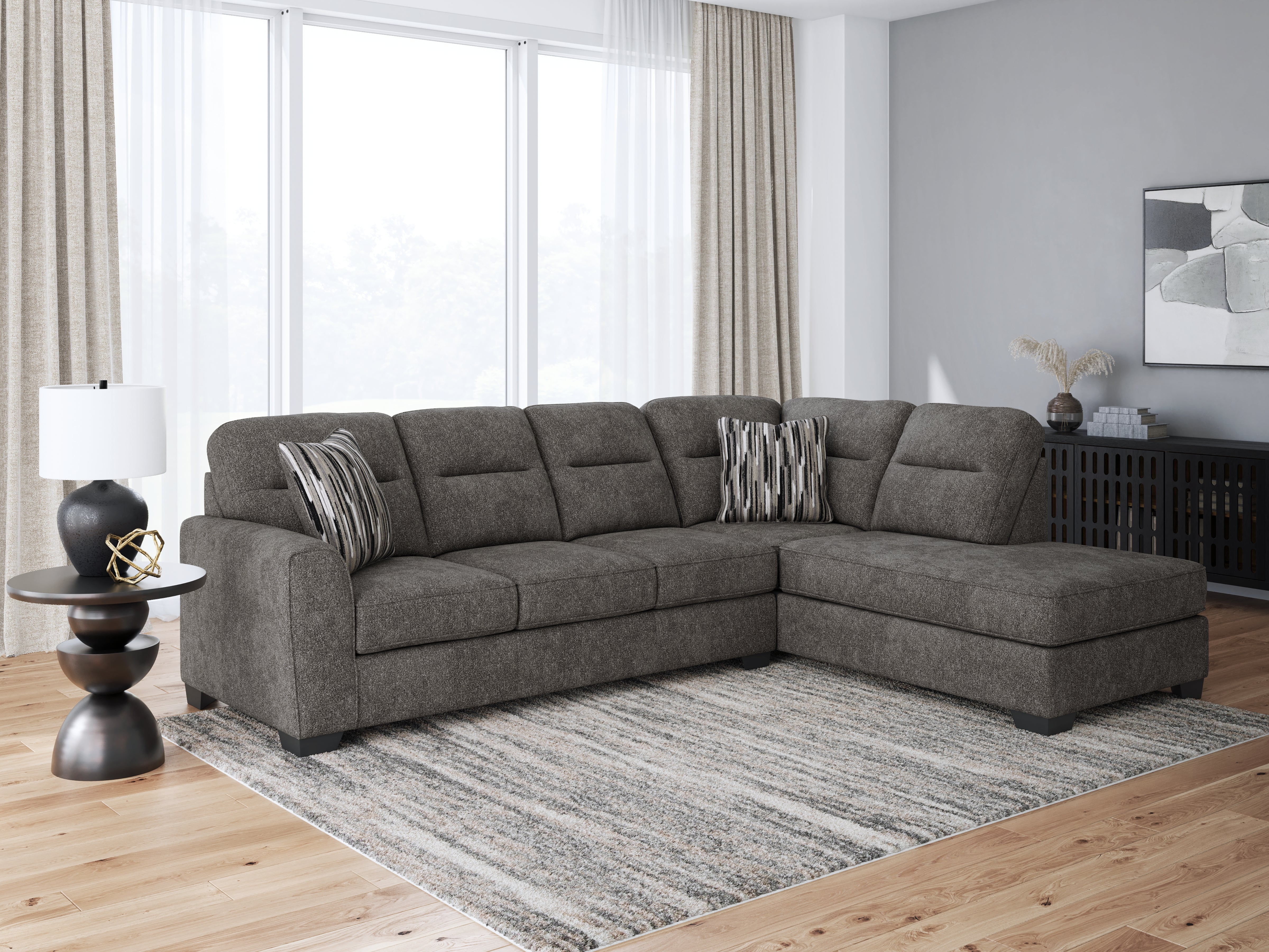 Best Furniture Outlet - Ashley Furniture - Olten Sectional - LAF 2-Piece Sectional with Chaise / Graphite - 31305S2