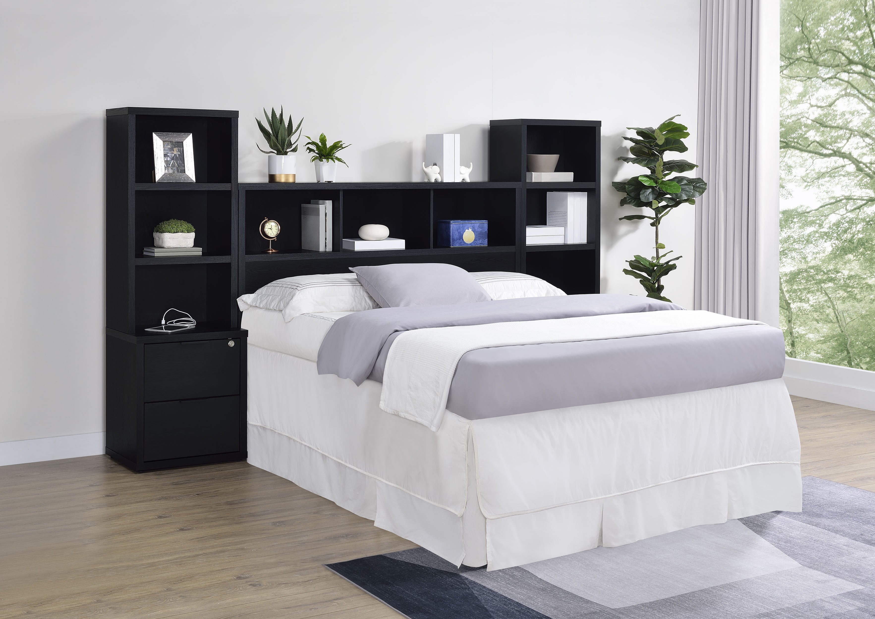 Best Furniture Outlet - Coaster - Westpark 3-piece Queen Bedroom Set Bookcase Headboard Black - 315851Q-SET