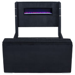Tisdall Eastern King Flame Visualizer Wingback TV Bed Black