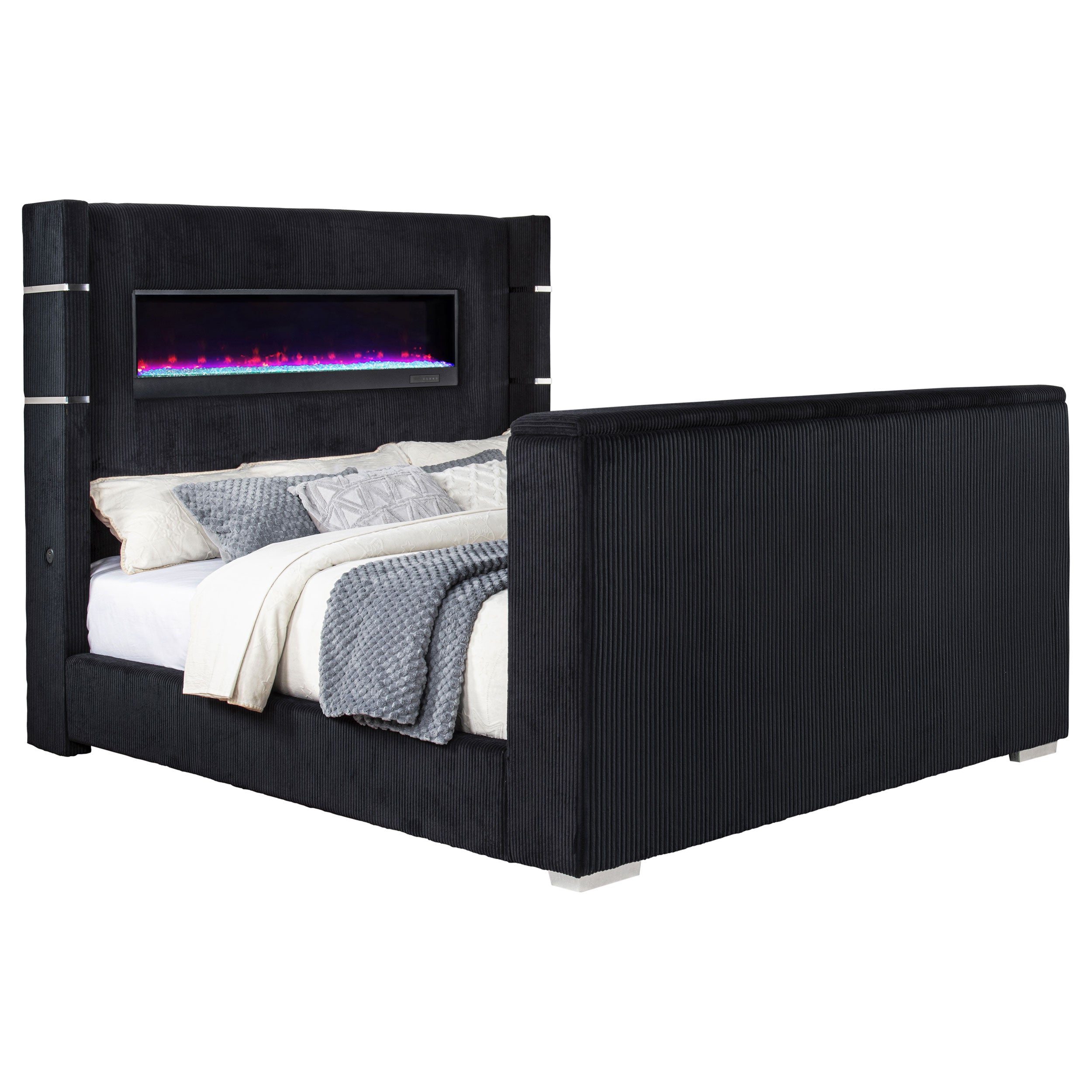 Best Furniture Outlet - Coaster - Tisdall California King Flame Visualizer TV Bed Black - 315868BLKKW