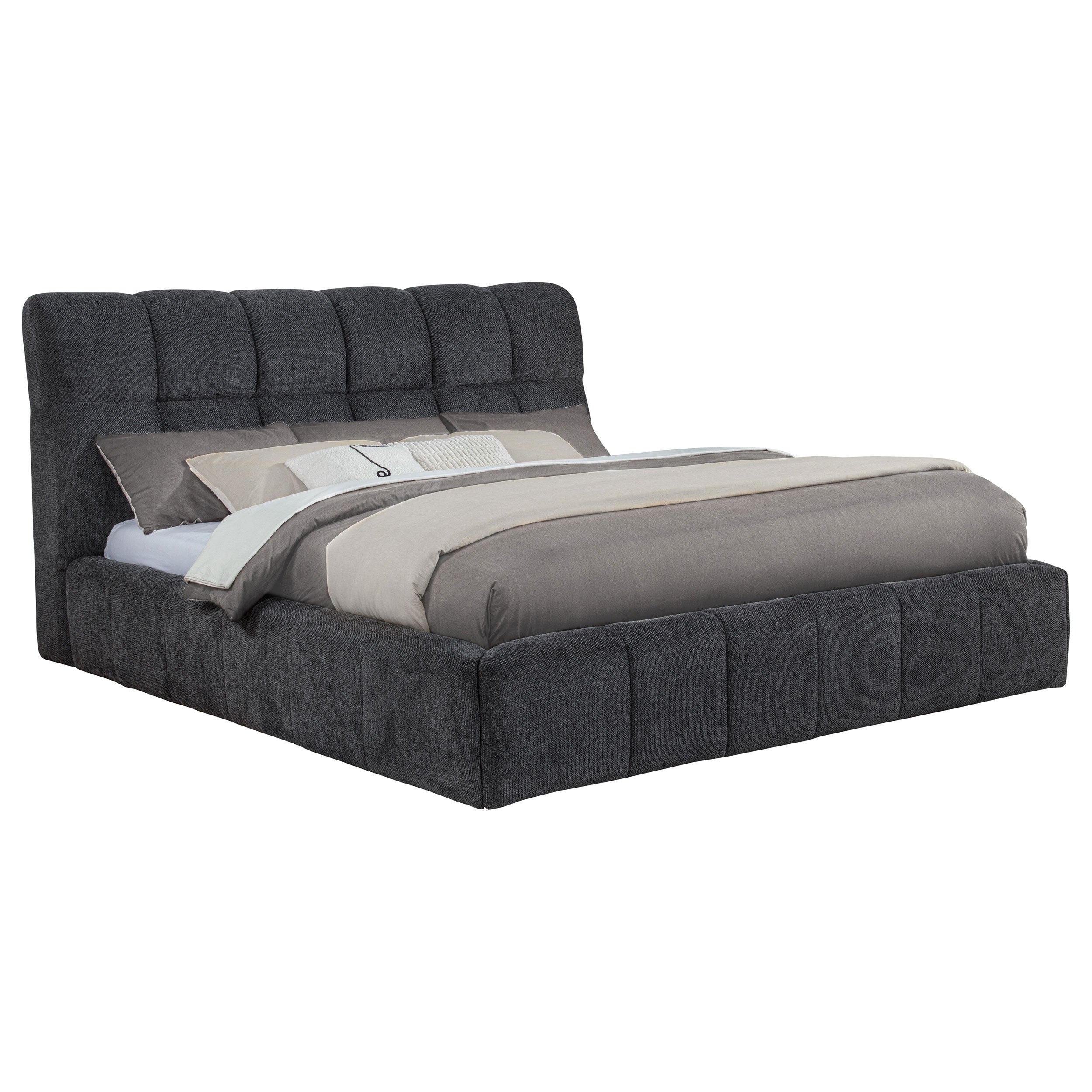 Best Furniture Outlet - Coaster - Nollet 48-inch Upholstered California King Platform Bed Grey - 315917GRYKW