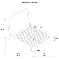 Rennes Upholstered Queen Wingback Platform Bed Grey