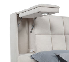 Dreux Upholstered Eastern King Panel Platform Bed Cream
