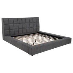 Best Furniture Outlet - Coaster - Dreux Upholstered Eastern King Panel Platform Bed Grey - 315948GRYKE