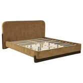 Best Furniture Outlet - Coaster - Baldacci Upholstered California King Platform Bed Curry and Walnut - 315954KW