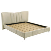 Best Furniture Outlet - Coaster - Evelyn Upholstered Eastern King Panel Platform Bed Ivory - 315956KE