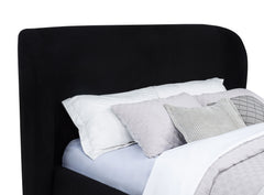 Blaire Upholstered Eastern King Wingback Platform Bed Black