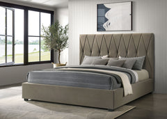 Delsea Upholstered Eastern King Platform Bed Light Brown