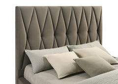Delsea Upholstered Queen Panel Platform Bed Light Brown