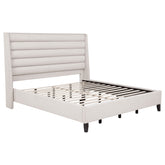 Best Furniture Outlet - Coaster - Leslie Upholstered Tufted Eastern King Wingback Platform Bed Beige - 315983KE