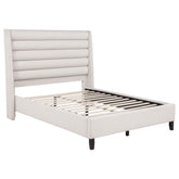 Best Furniture Outlet - Coaster - Leslie Upholstered Tufted Queen Wingback Platform Bed Beige - 315983Q