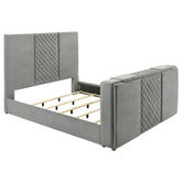 Best Furniture Outlet - Coaster - Tara 61-inch Upholstered Eastern King Panel TV Bed Grey - 315994KE