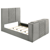 Best Furniture Outlet - Coaster - Tara 61-inch Upholstered Queen Panel TV Bed Grey - 315994Q