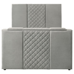Tara 61-inch Upholstered Queen Panel TV Bed Grey