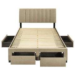 Wheatland 4-drawer Upholstered Full Storage Bed Light Brown