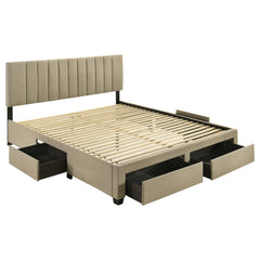 Best Furniture Outlet - Coaster - Wheatland 4-drawer Upholstered Eastern King Storage Bed Brown - 316010KE