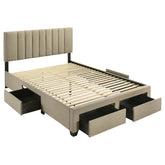 Best Furniture Outlet - Coaster - Wheatland 4-drawer Upholstered Queen Storage Bed Light Brown - 316010Q