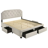 Best Furniture Outlet - Coaster - Marianna 4-drawer Upholstered Eastern King Storage Bed Cream - 316011KE
