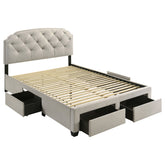 Best Furniture Outlet - Coaster - Marianna 4-drawer Upholstered Queen Storage Bed Cream - 316011Q