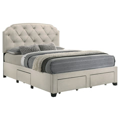 Marianna 4-drawer Upholstered Queen Storage Bed Cream