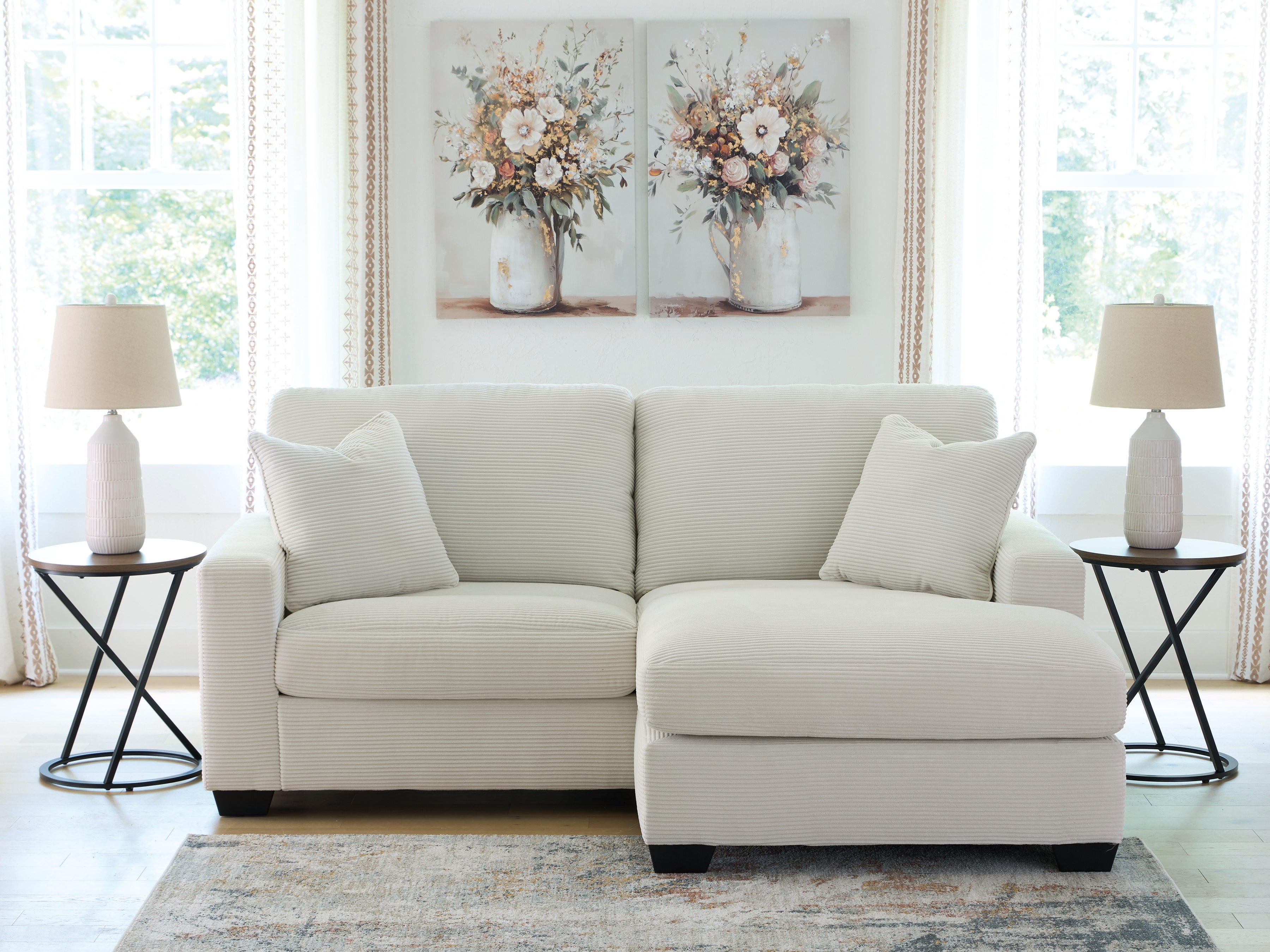 Best Furniture Outlet - Ashley Furniture - Greenbriar Living Room - Sofa Chaise / Ivory - PC3200618