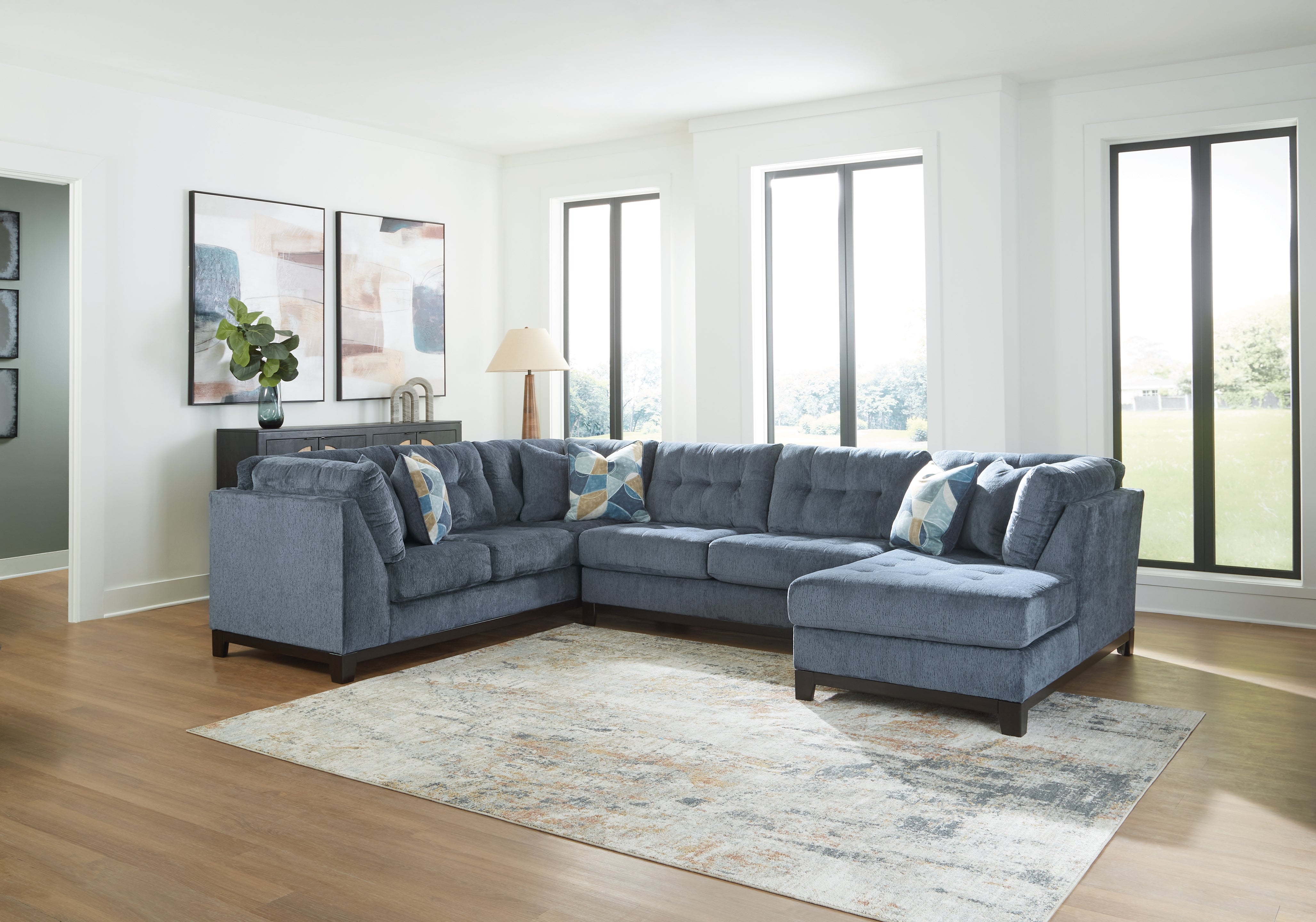 Best Furniture Outlet - Ashley Furniture - Maxon Place Sectional - 3-Piece Sectional with Chaise / Navy - 33003S2