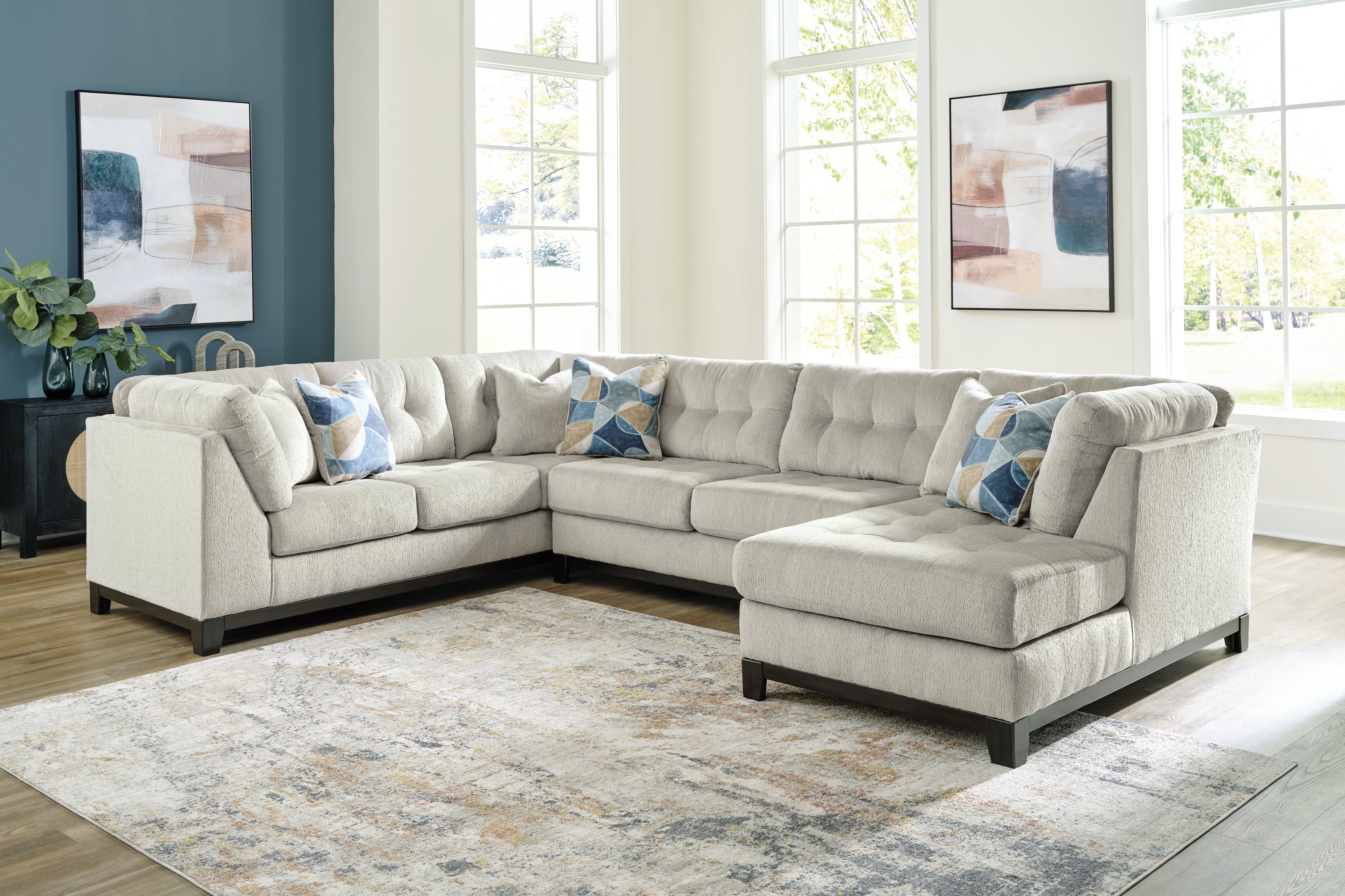 Best Furniture Outlet - Ashley Furniture - Maxon Place Sectional - RAF 3-Piece Sectional with Chaise / Navy - 33003S1
