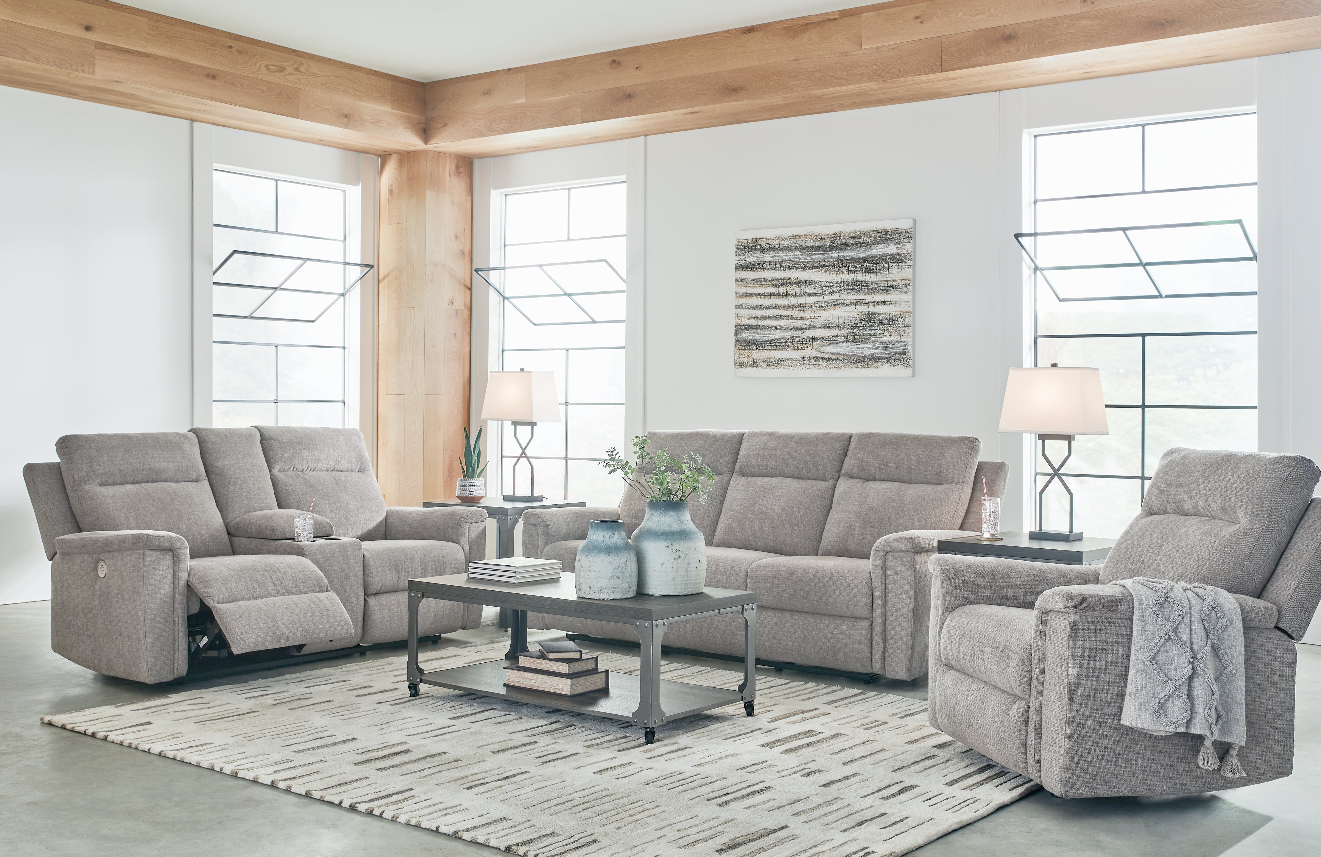Best Furniture Outlet - Ashley Furniture - Barnsana Power Reclining Sofa, Loveseat and Recliner - Power Reclining Sofa, Loveseat and Recliner - 33201U2