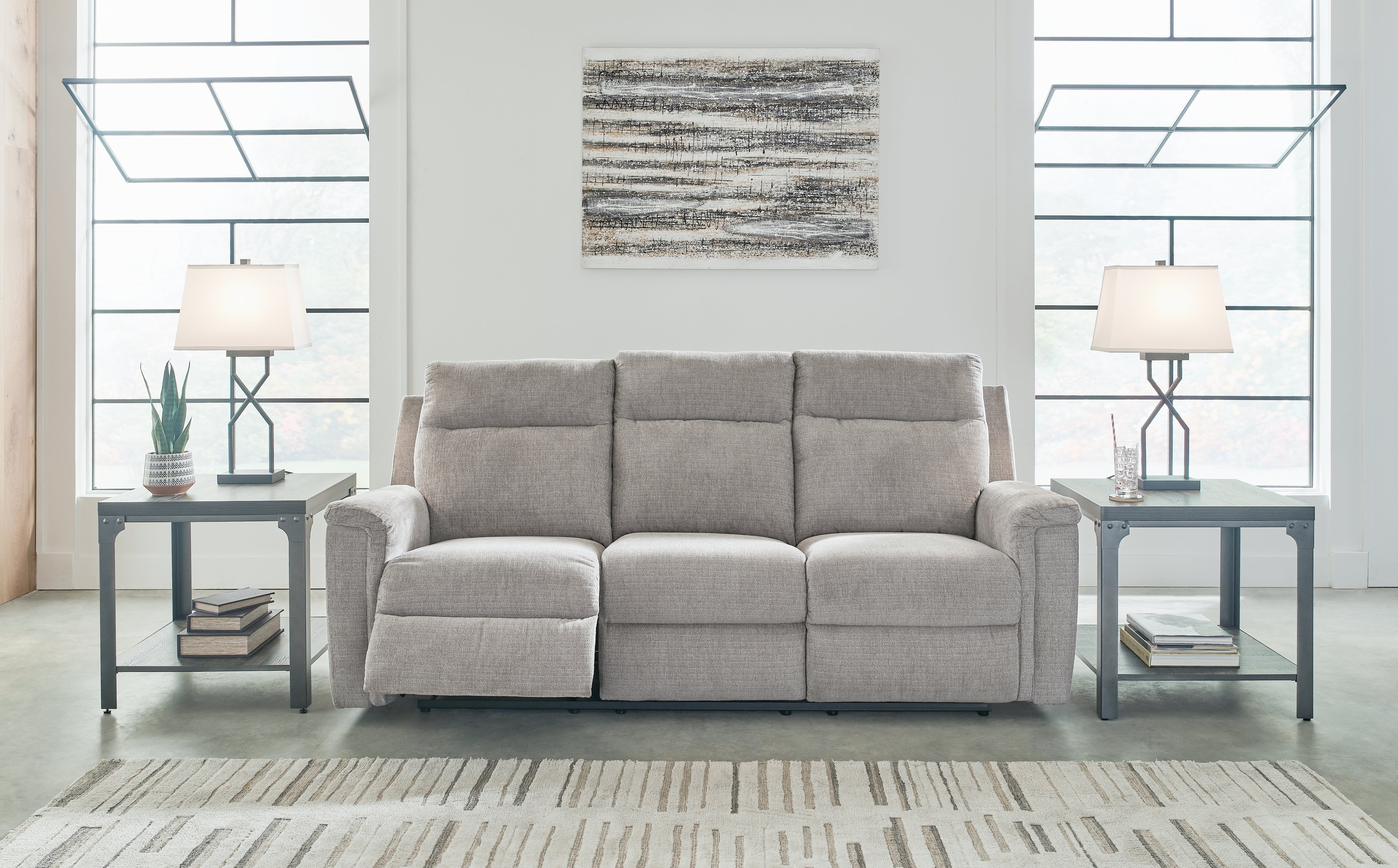 Best Furniture Outlet - Ashley Furniture - Barnsana Living Room - Reclining Power Sofa / Ash - 3320187
