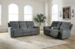 Best Furniture Outlet - Ashley Furniture - Barnsana Power Reclining Sofa and Loveseat - Power Reclining Sofa and Loveseat / Gravel - 33202U1