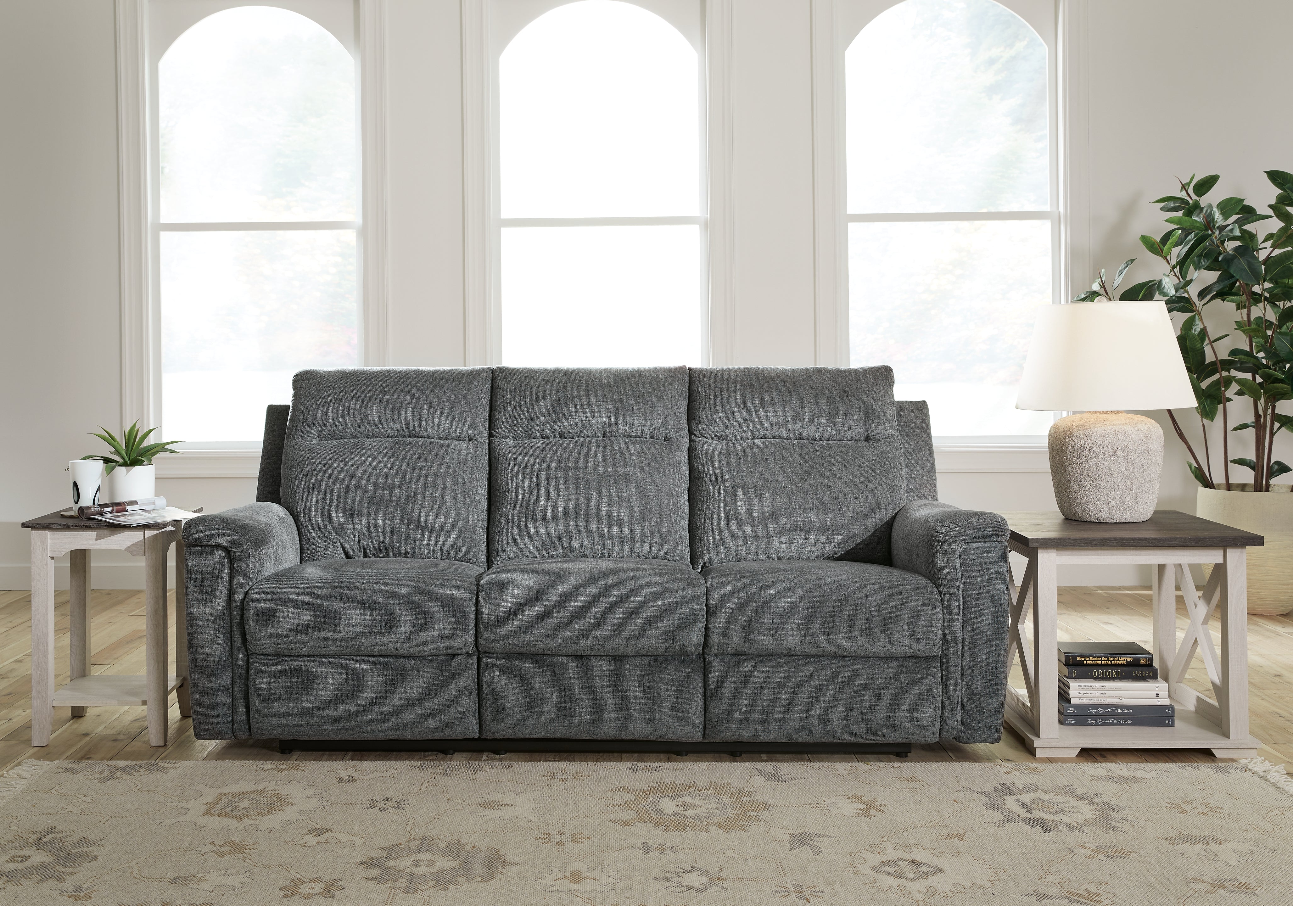 Best Furniture Outlet - Ashley Furniture - Barnsana Living Room - Reclining Power Sofa / Gravel - 3320287