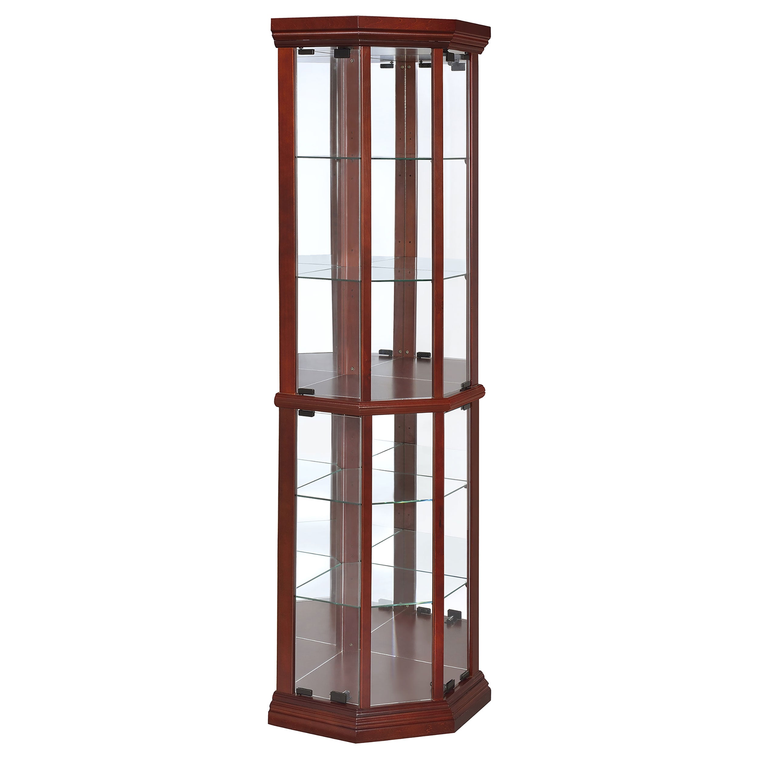 Best Furniture Outlet - Coaster - Appledale 6-shelf Corner Curio Display Cabinet Medium Brown - 3393