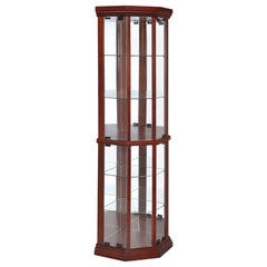 Best Furniture Outlet - Coaster - Appledale 6-shelf Corner Curio Display Cabinet Medium Brown - 3393
