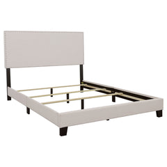 Best Furniture Outlet - Coaster - Boyd Upholstered Eastern King Panel Bed Ivory - 350051KE