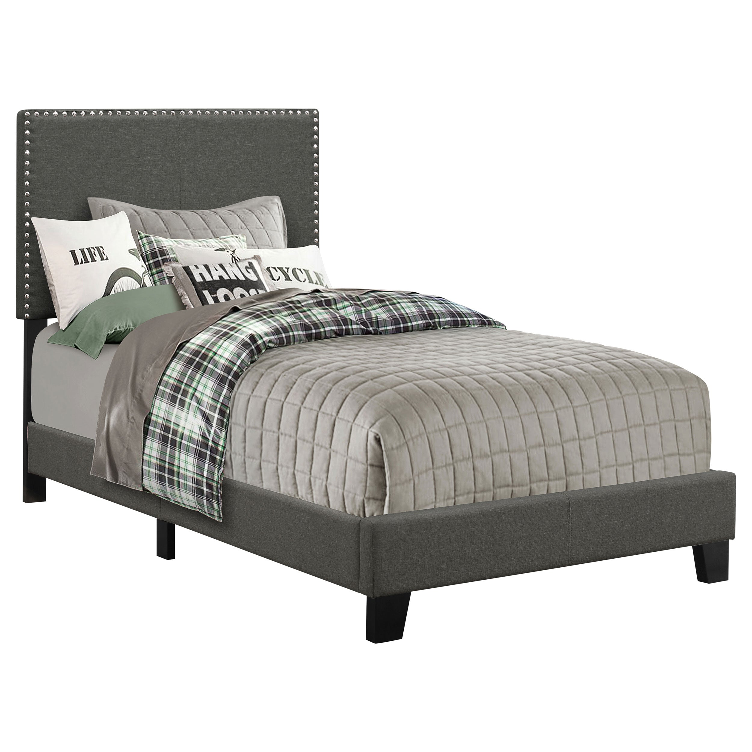 Best Furniture Outlet - Coaster - Boyd Upholstered Twin Panel Bed Charcoal - 350061T