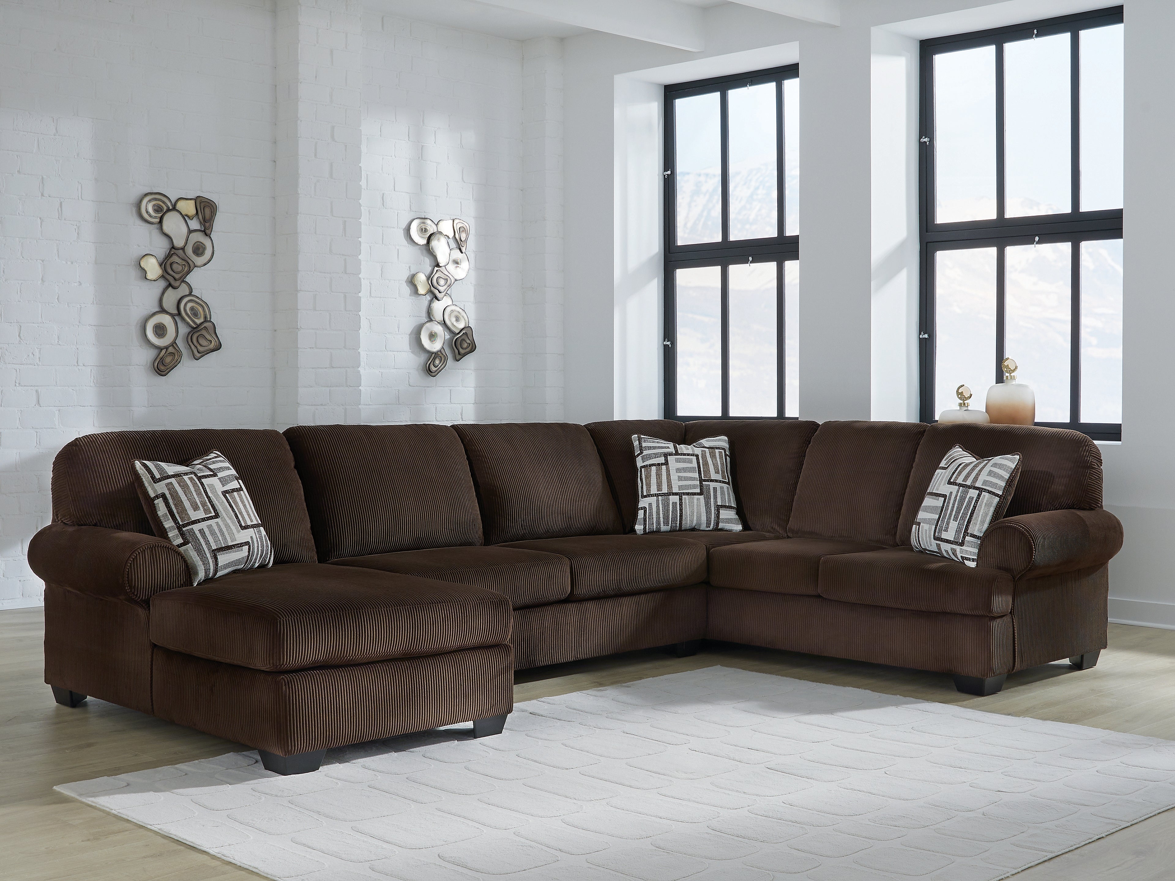Best Furniture Outlet - Ashley Furniture - Kimlee Sectional - RAF 3-Piece Sectional with Chaise / Chocolate - PC35603S1