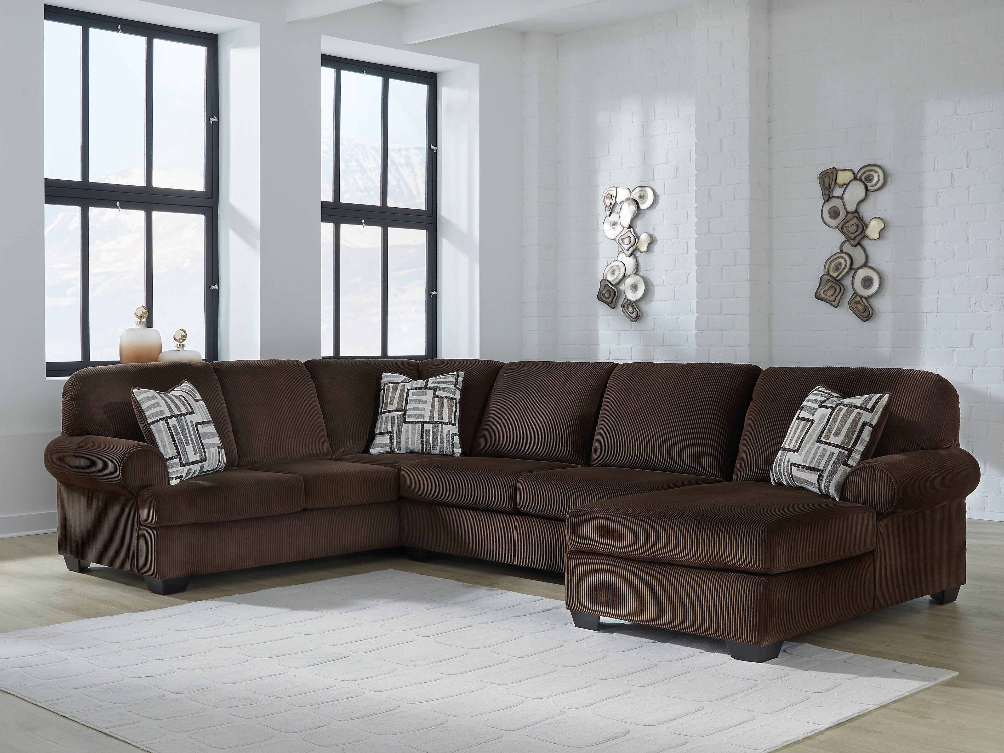 Best Furniture Outlet - Ashley Furniture - Kimlee Sectional - LAF 3-Piece Sectional with Chaise / Chocolate - PC35603S2