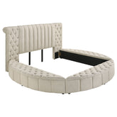 Best Furniture Outlet - Coaster - Sonya Upholstered Eastern King Round Storage Bed Ivory - 360111KE