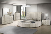 Best Furniture Outlet - Coaster - Sonya 5-piece Upholstered Queen Bedroom Set Ivory - 360111Q-S5