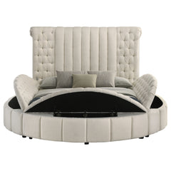 Sonya Upholstered Queen Round Storage Bed Ivory