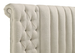 Sonya Upholstered Queen Round Storage Bed Ivory