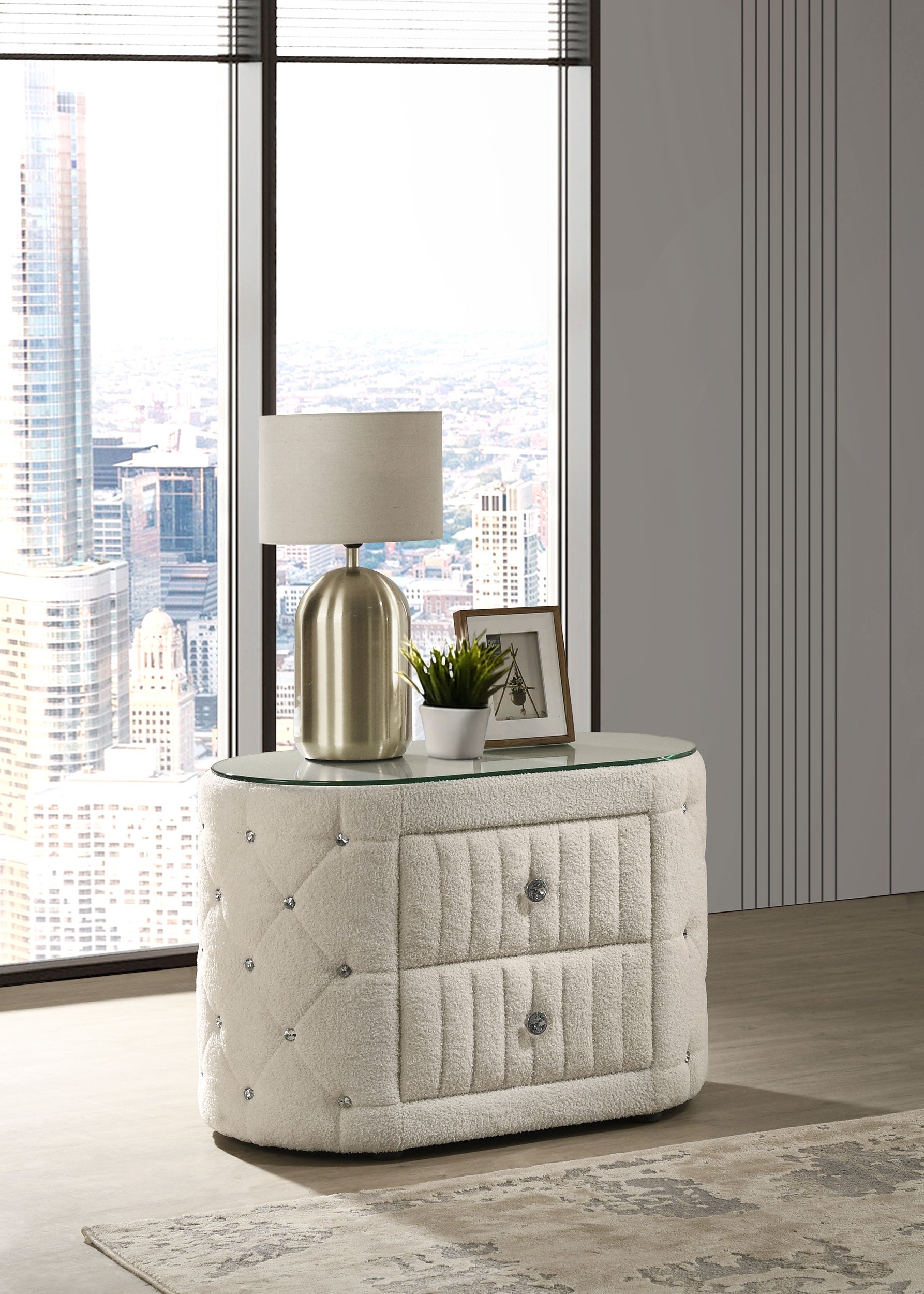 Best Furniture Outlet - Coaster - Sonya 2-drawer Upholstered Nightstand Bedside Table Ivory - 360112