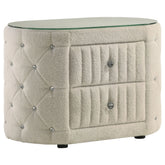 Best Furniture Outlet - Coaster - Sonya 2-drawer Upholstered Nightstand Bedside Table Ivory - 360112