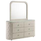 Best Furniture Outlet - Coaster - Sonya 6-drawer Upholstered Bedroom Dresser with Mirror Ivory - 360113M