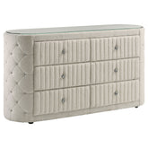 Best Furniture Outlet - Coaster - Sonya 6-drawer Upholstered Bedroom Dresser Ivory - 360113