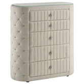 Best Furniture Outlet - Coaster - Sonya 5-drawer Upholstered Bedroom Chest of Drawers Ivory - 360115