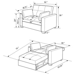 Edith Upholstered Convertible Sleeper Sofa Bed Grey